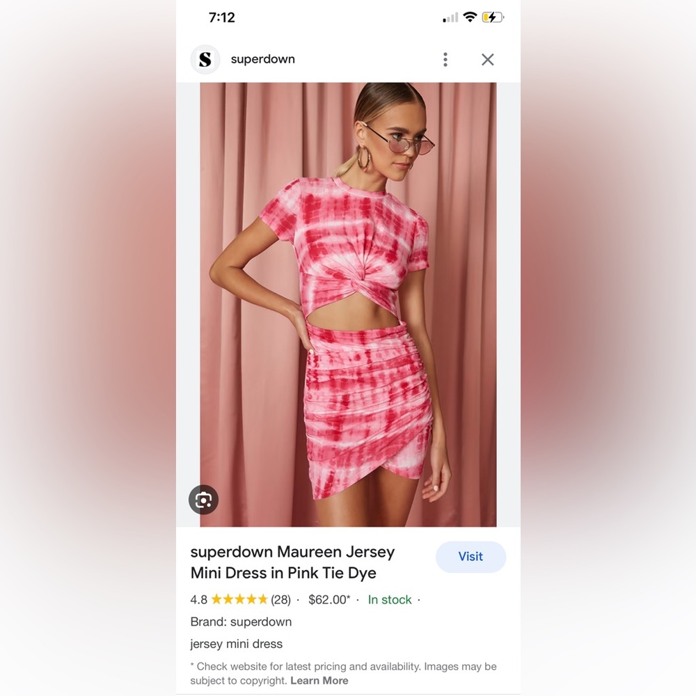 Pink tie dye tshirt dress from Superdown.